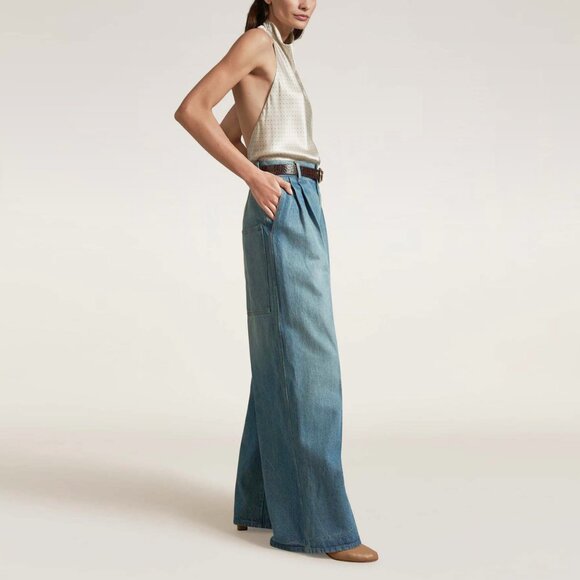 NWT Kallmeyer 32'' Deep Pocket Wide Leg Jean in Blue, size 0 - Picture 3 of 10